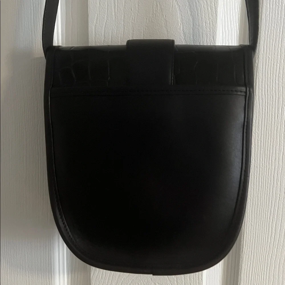 Brighton Black Leather Crossbody w/ Faux Alligator Trim